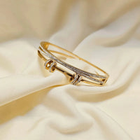 Moncheri "It Girl" Golden Stack | Clover Charm & Crystal Roller Bangle Combo