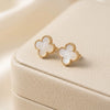 White Clover Stud Earrings - Anti Tarnish Gold Plated