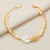 Gold Plated Layered Pearl Leaf Charm Bracelet | Anti-Tarnish