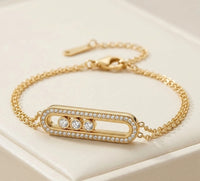 Moving Triple Stone Anti-Tarnish Gold Plated Bracelet