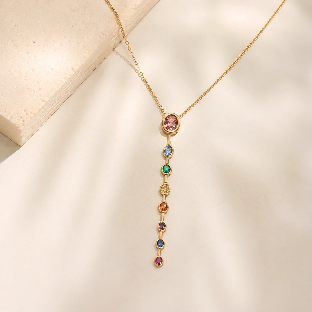 Multi-Color Crystal Drop Necklace - Anti Tarnish Gold Plated