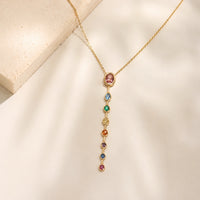 Multi-Color Crystal Drop Necklace - Anti Tarnish Gold Plated