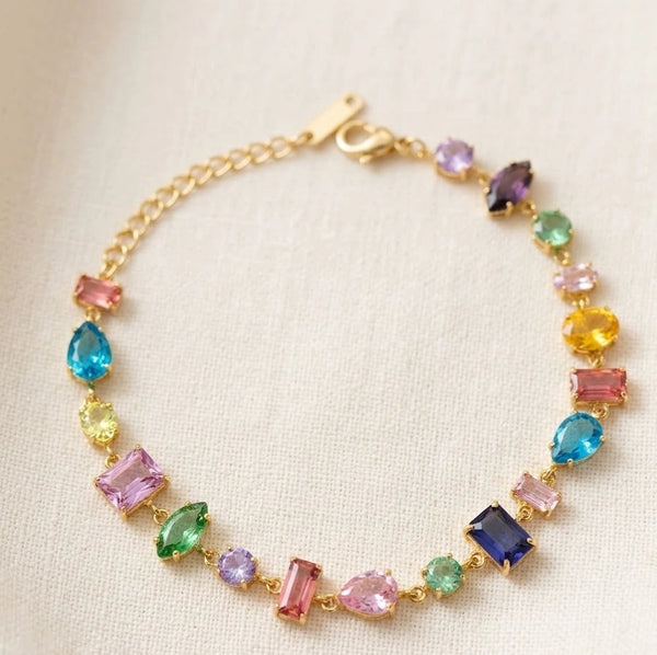 Multi-Color Geometric Gemstone Bracelet | Anti-Tarnish