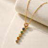 Multi-Color Heart Drop Necklace | Anti-Tarnish Gold Plated
