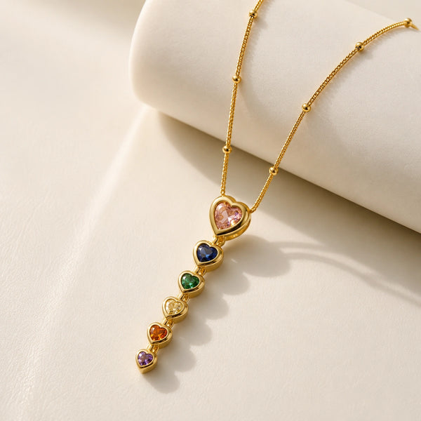 Multi-color heart drop necklace anti tarnish gold plated