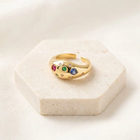 Multi-Color Stone Chunky Dome Ring | Anti-Tarnish Gold Plated