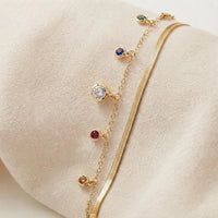 Multi-Color Stone Layered Gold Plated Bracelet | Anti Tarnish