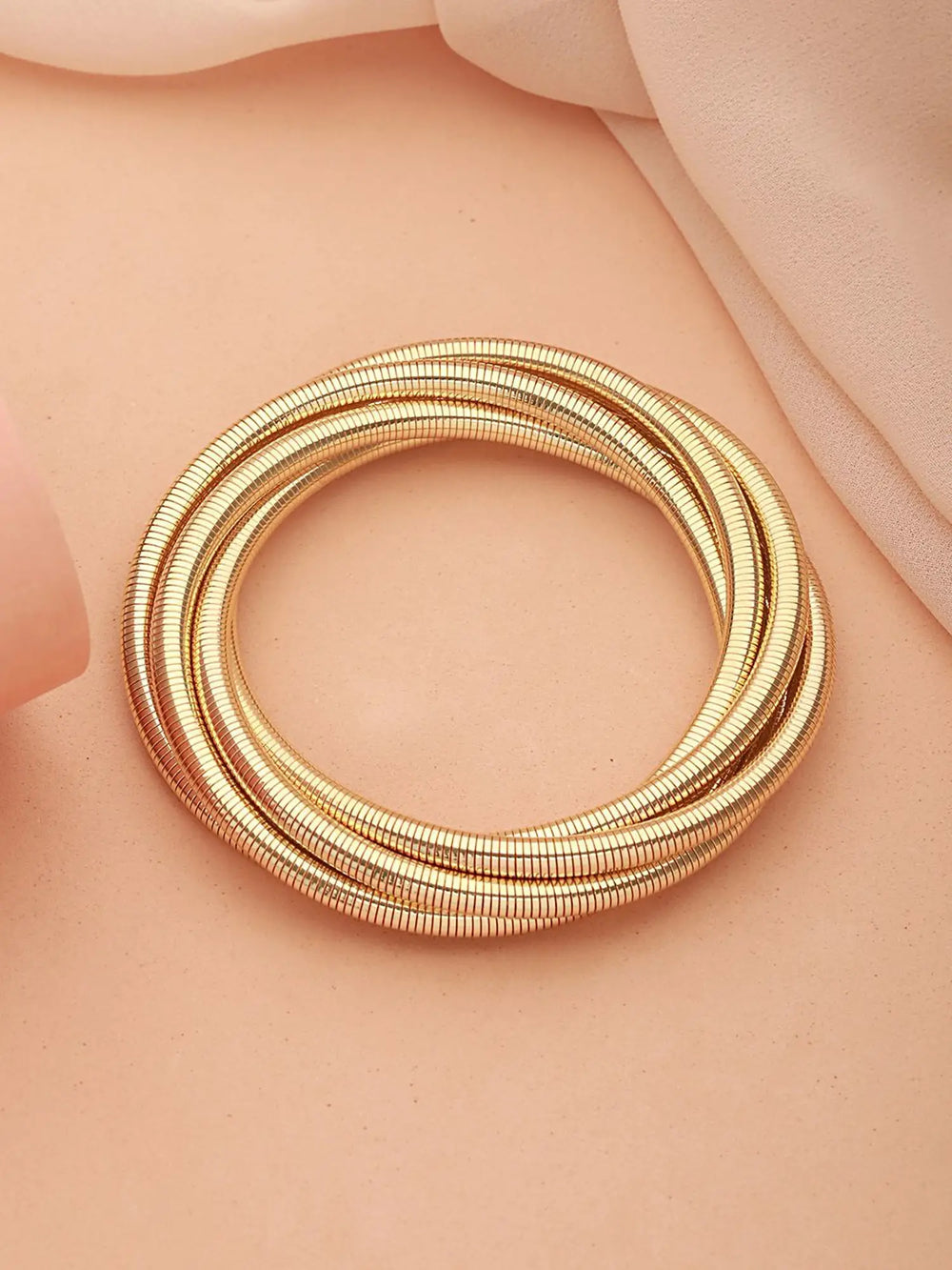 Multi-Layer Gold Snake Chain Coiled Bracelet | Statement Spiral Bangle