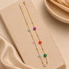 Multi-Color Floral Charm Necklace - Anti Tarnish Gold Plated