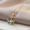 Nautical Anchor Blue Crystal Pendant Necklace - Anti Tarnish
