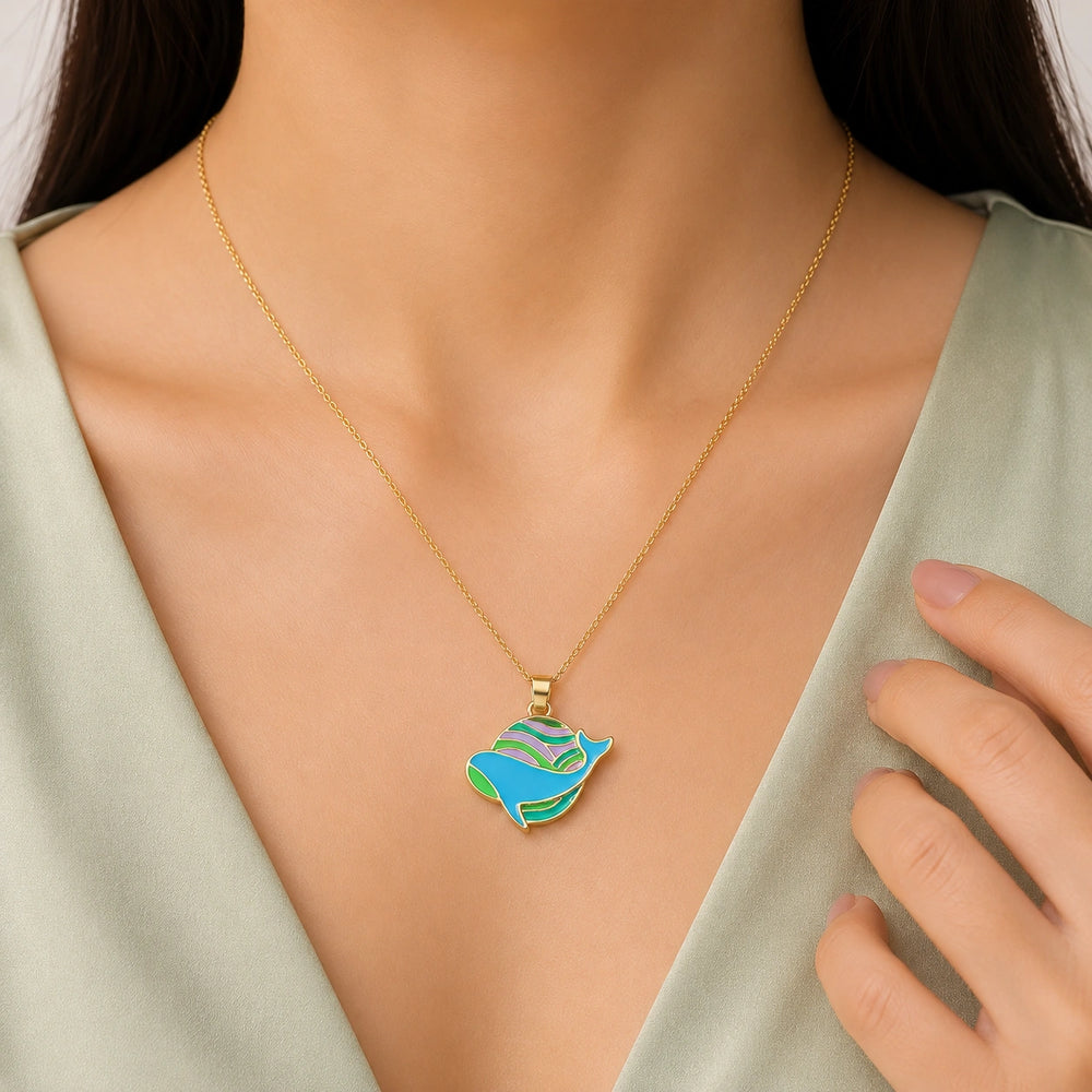Enamel Whale Pendant Necklace | Anti-Tarnish Gold Plated Ocean Jewelry