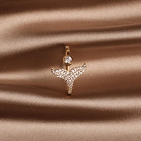 Sparkling Whale Tail Adjustable Fashion Ring - High Quality Gold Tone