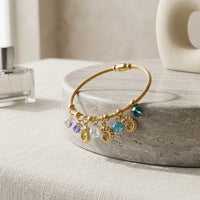 Ocean Shell Anti Tarnish Gold Plated Charm Bracelet for Women | Korean Style Crystal Bangle