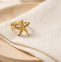 Anti-Tarnish Gold Plated Starfish Ring - Waterproof Ocean Inspired Jewelry