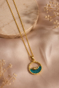 Ocean Wave Dolphin Necklace - Anti-Tarnish Gold Plated Pendant