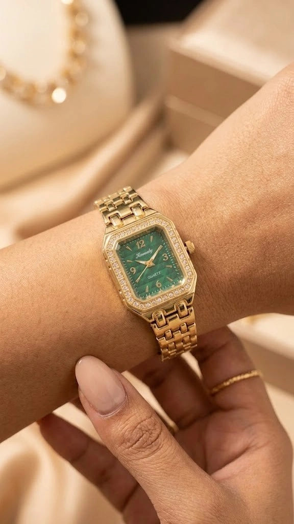 Old Money Emerald Green Dial Watch - Anti-Tarnish Gold Plated