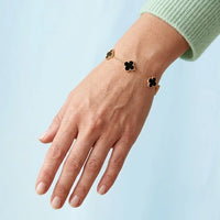 Black Clover Bracelet - Anti-Tarnish Gold Plated | Lucky Four Leaf Charm