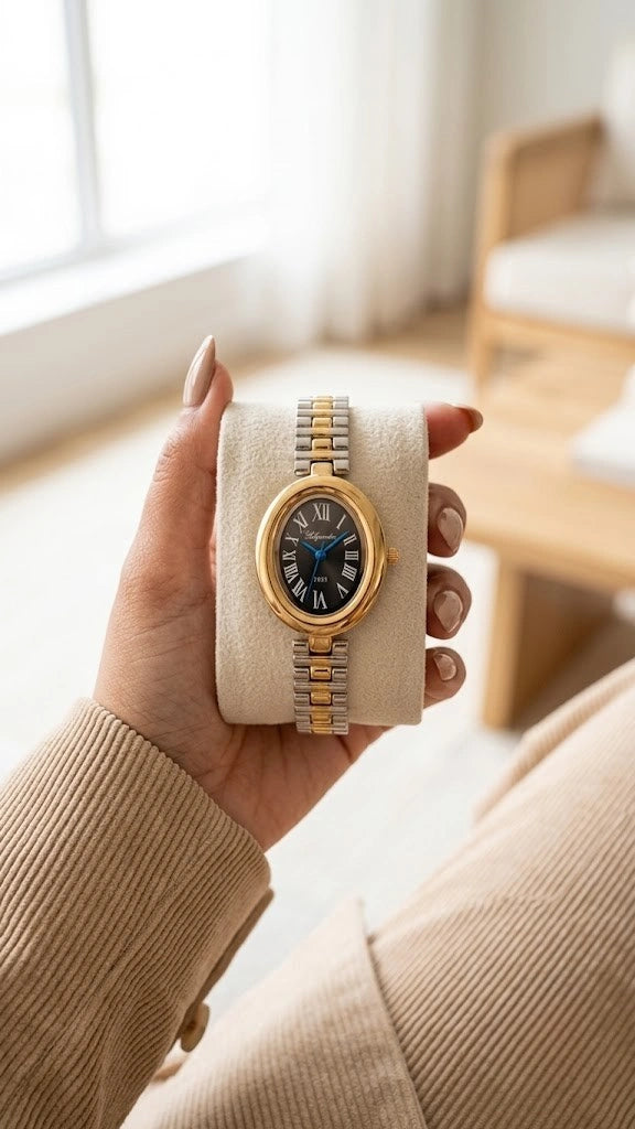 Classic Two-Tone Oval Dial Watch | Anti-Tarnish Gold Plated