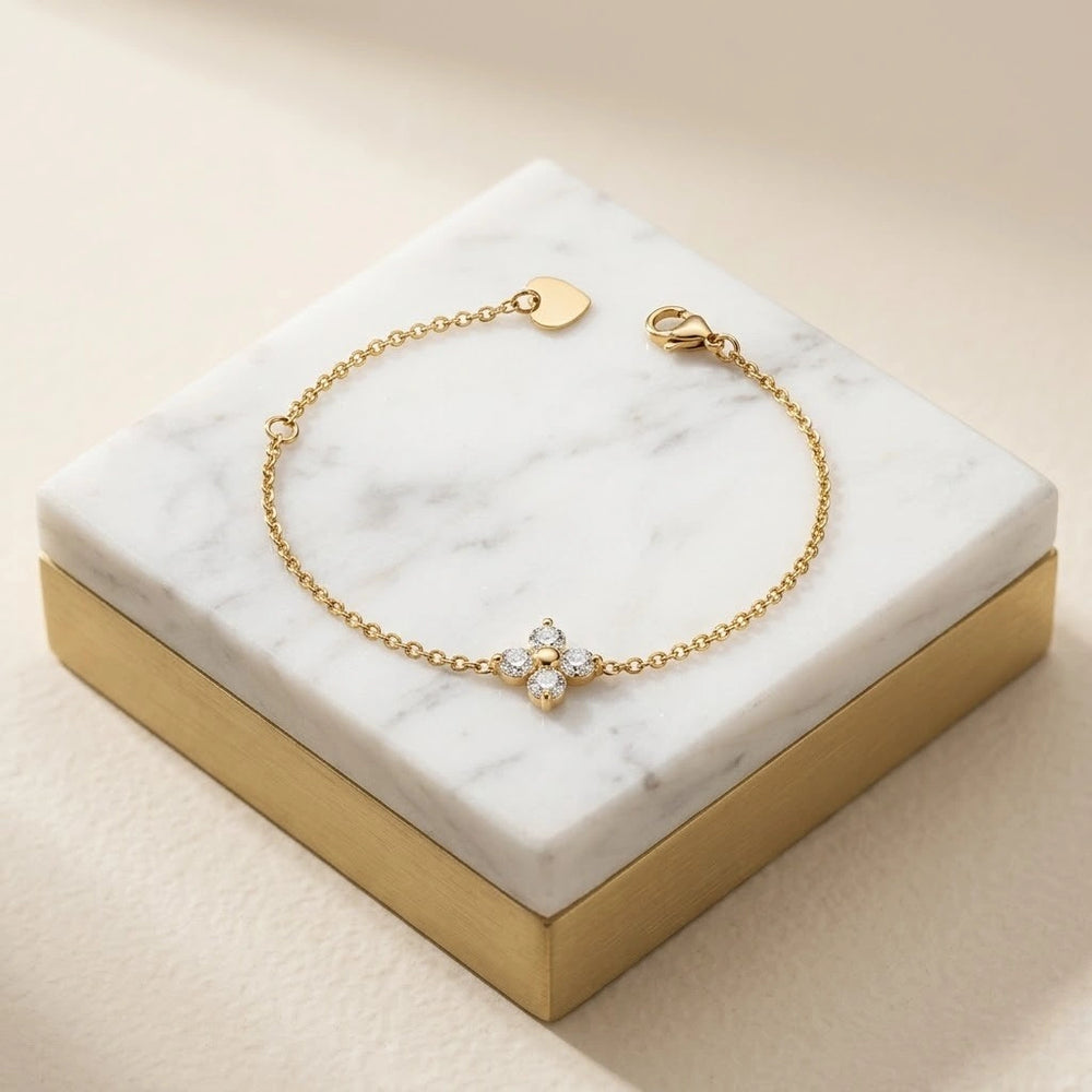 Clover & Classic Screw Motif Bracelet Stack | Anti-Tarnish Gold Plated