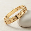 Anti-Tarnish Floral Motif Bangle - Gold Plated Vintage Bracelet