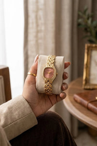 Vintage Rose Dial Anti-Tarnish Gold Plated Watch for Women