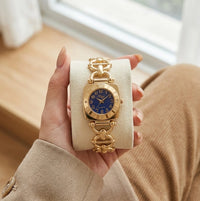 Vintage Square Blue Dial Anti Tarnish Gold Plated Watch