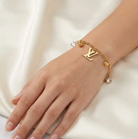 Designer Inspired Initial Charm Bracelet - Anti Tarnish Gold Plated