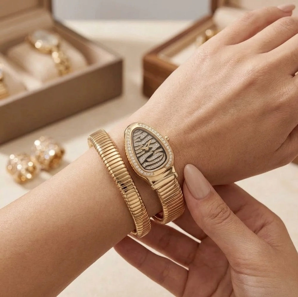 Elegant Serpent Design Anti-Tarnish Gold Plated Watch - Premium Wristwear for Her