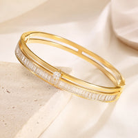 Baguette Crystal Gold Plated Bangle | Anti-Tarnish Minimalist Bracelet