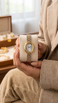 Vintage Oval Dual-Tone Watch – Anti-Tarnish Gold Plated Luxury Wristwatch
