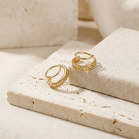 Roman Numeral Double Hoop Earrings - Anti Tarnish Gold Plated