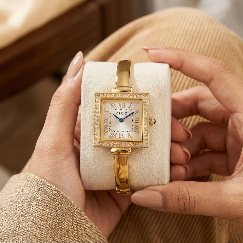 Vintage Square Dial Watch | Anti-Tarnish Gold-Plated | Old Money Aesthetic