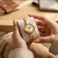 The Elara Geometric Bangle Watch | 18K Gold Plated & Anti-Tarnish