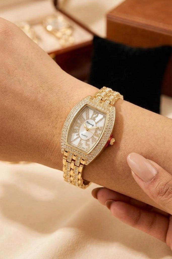 The 'It Girl' Crystal Studded Anti-Tarnish Gold Plated Watch
