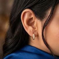 Pave Crystal Hoop Earrings - Anti Tarnish Gold Plated