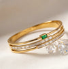 Emerald Green Stone Layered Gold Plated Bracelet | Anti-Tarnish