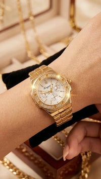 Classic Rhinestone Gold-Plated Watch | Anti-Tarnish