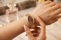 The Serpentine Aesthetic Anti-Tarnish Gold Plated Watch | Burgundy Dial