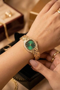 Vintage Emerald Green Dial Gold Plated Watch - Anti-Tarnish Luxury Watch