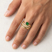Emerald Green Teardrop Multi-Layer Statement Ring | Anti-Tarnish Gold-Plated