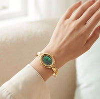 Vintage Emerald Green Dial Bangle Watch | Anti-Tarnish Gold Plated | Moncheri Jewels
