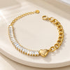 Baguette Crystal Heart Anti Tarnish Gold Plated Bracelet