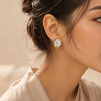 Baroque Pearl Gold Plated Stud Earrings | Irregular Vintage Style