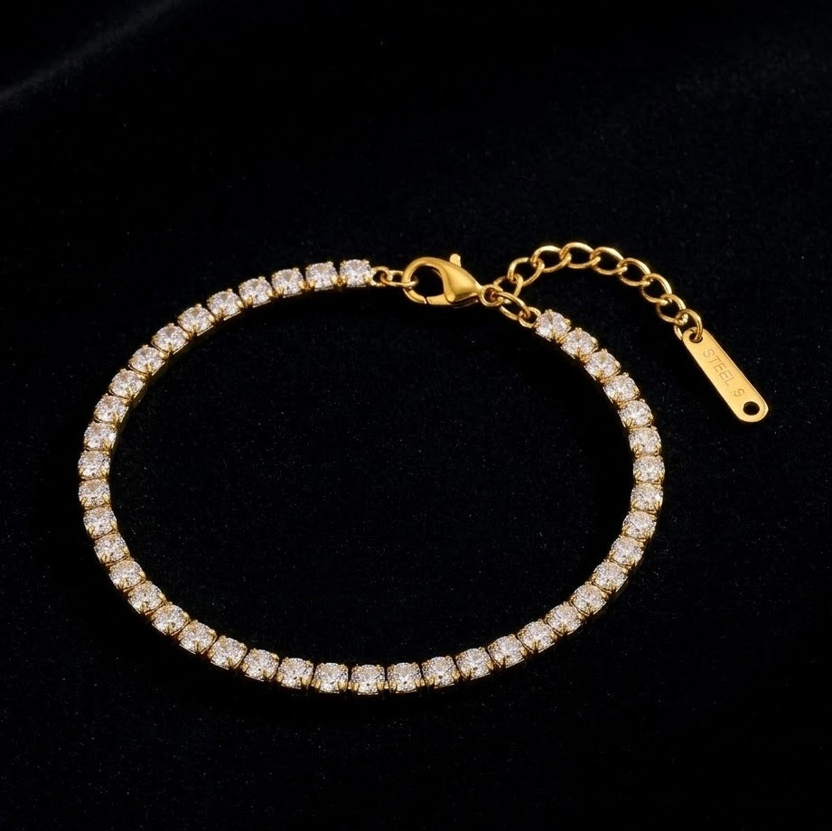 Emerald Clover & Tennis Bracelet Stacking Combo | Anti-Tarnish Gold Plated