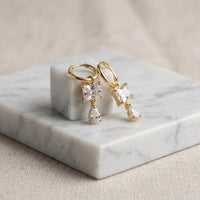 Crystal Teardrop Hoop Earrings | Anti Tarnish Gold Plated