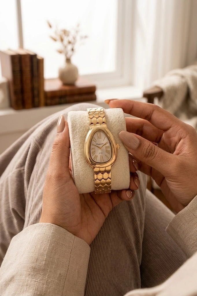 Moncheri Anti-Tarnish Gold Plated Luxury Snake Shaped Statement Watch