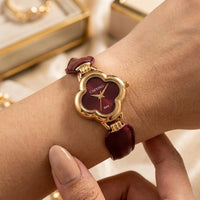 vintage-clover-dial-watch-burgundy-anti-tarnish-gold-plated