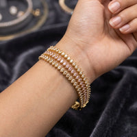 Anti-Tarnish Pink & White Stone Tennis Bracelet - Gold-Plated