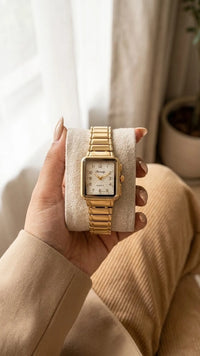 Vintage Rectangular Gold-Plated Watch | Anti-Tarnish & Minimalist