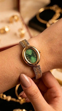 Vintage Emerald Dial Anti-Tarnish Gold Plated Watch